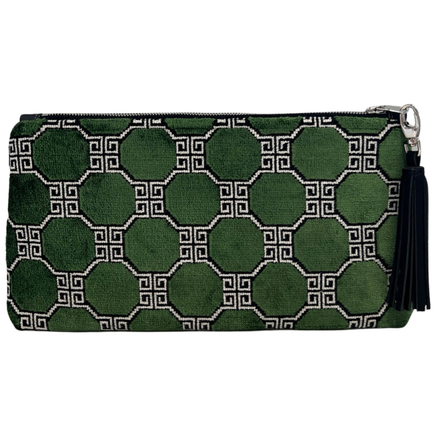 Emerald Geometric Velvet Clutch