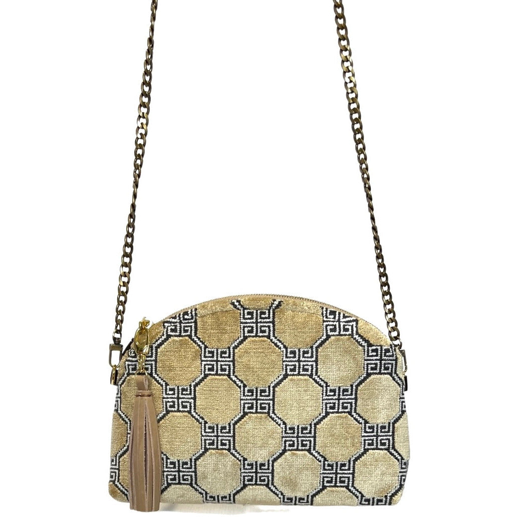 Taupe Velvet Geometric Purse
