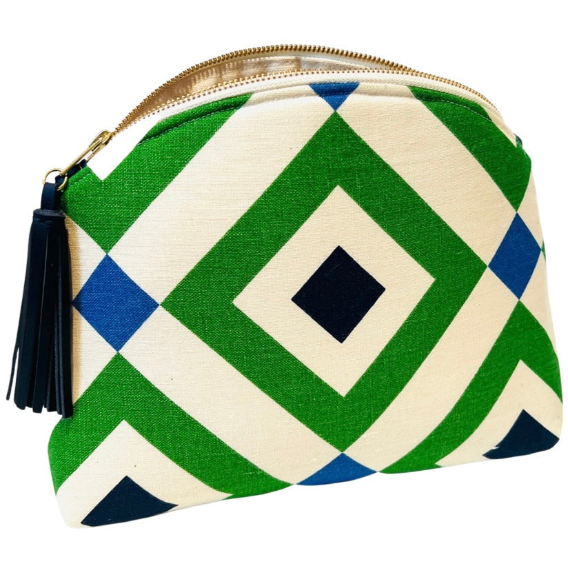 Green and Navy Geometric Performance Pouch