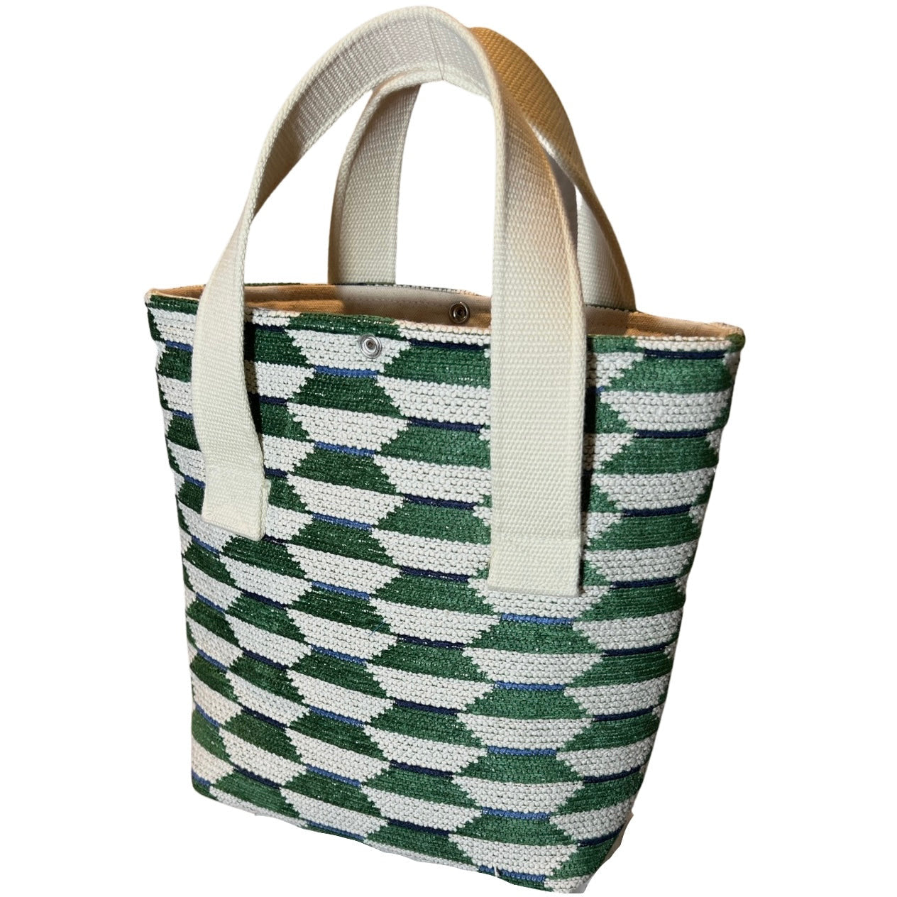 Kelly Green Geometric Wine Tote (Double Bottle)
