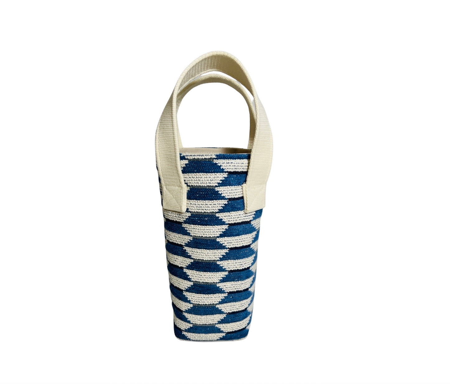 Blue Geometric Wine Tote (Single Bottle)
