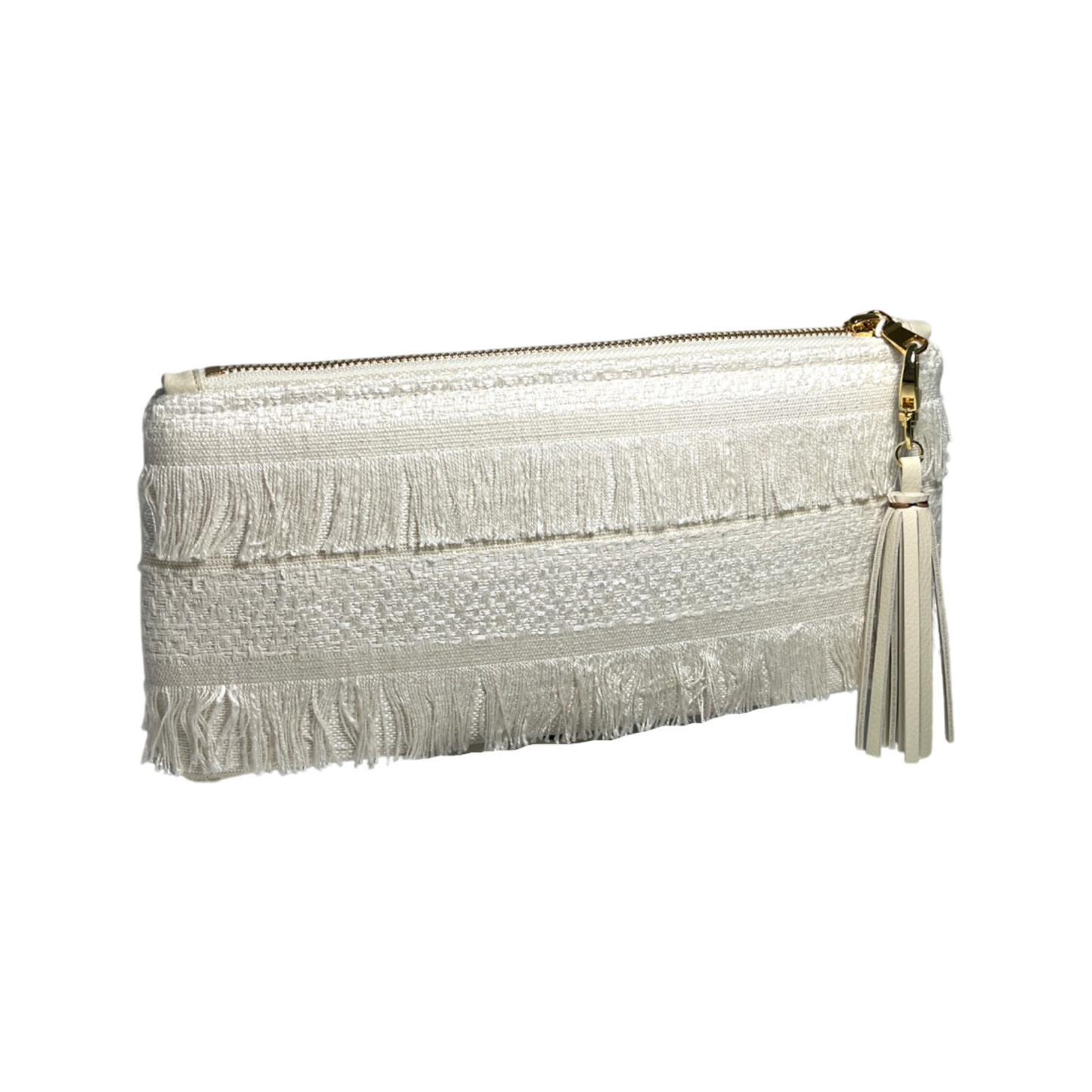 Cream Fringe Clutch