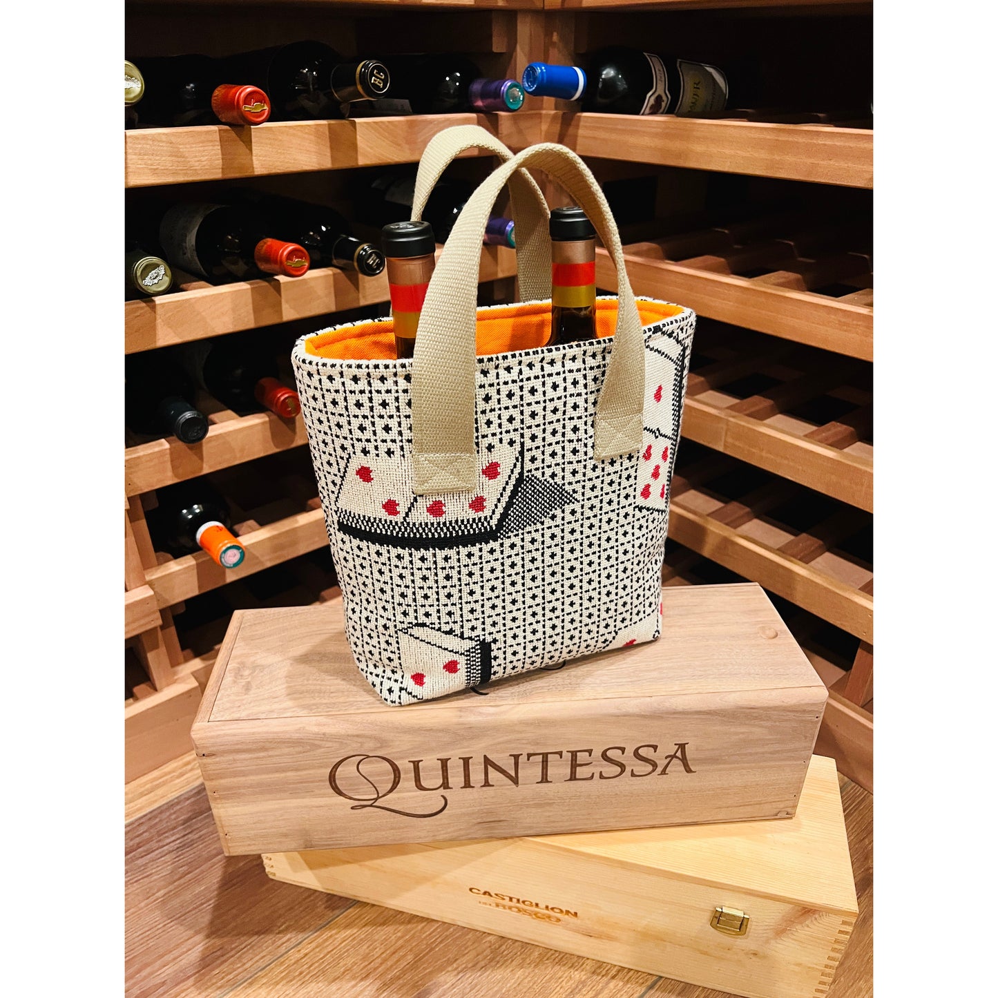 Domino Needlepoint Wine Tote (Double Bottle)