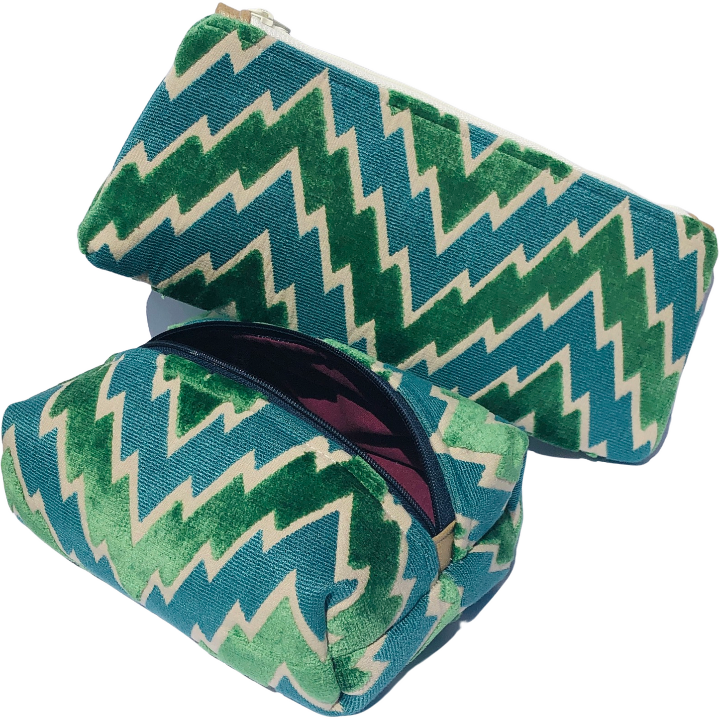Chevron Velvet Dopp Bag