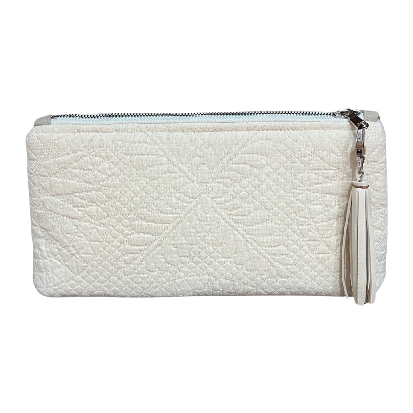 Jacquard Cream Clutch