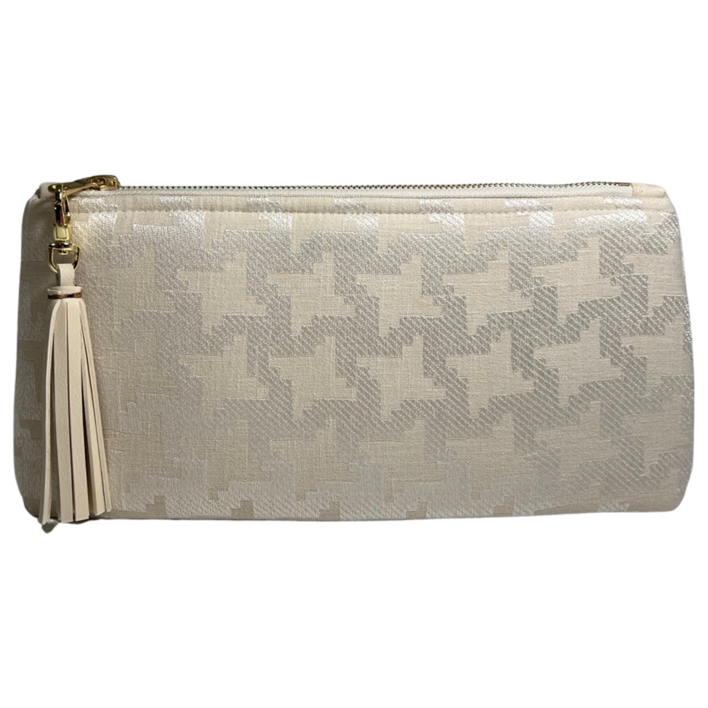 Cream Geometric Clutch