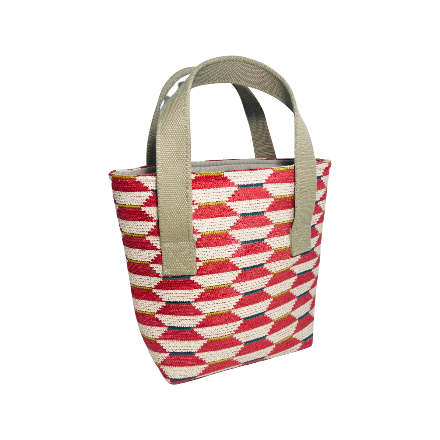 Red Brick Geometric Wine Tote (Double Bottle)