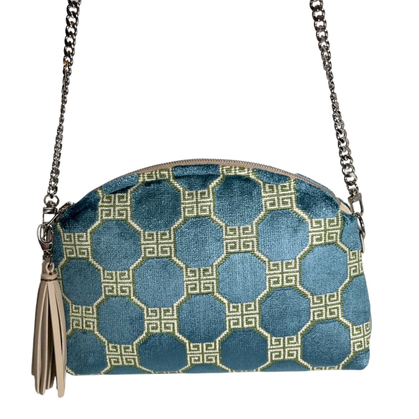 Peacock Velvet Geometric Purse