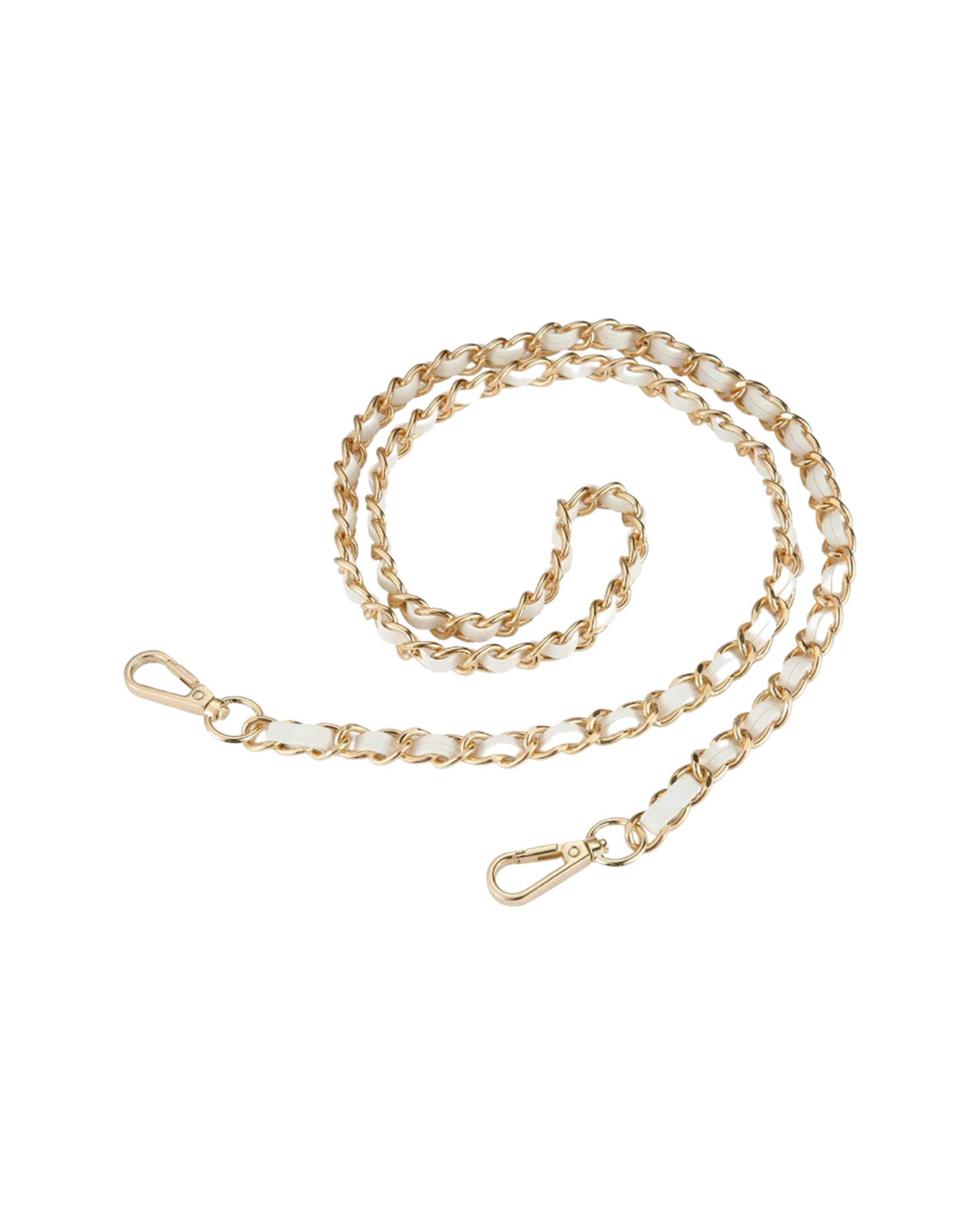 Gold Chain Woven White/Beige Leather Strap