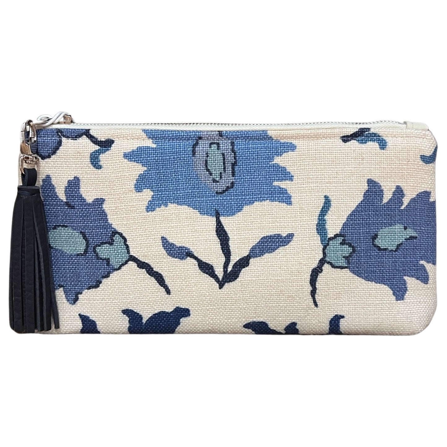 Blue and Natural Floral XL Clutch