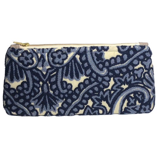Navy Embroidered Clutch