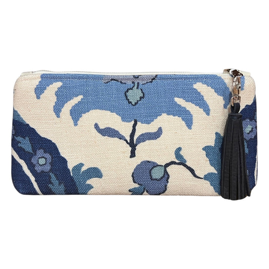 Blue and Natural Floral XL Clutch