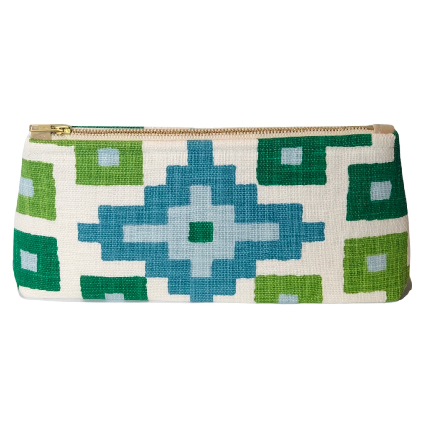 Teal and Green Geometric Clutch
