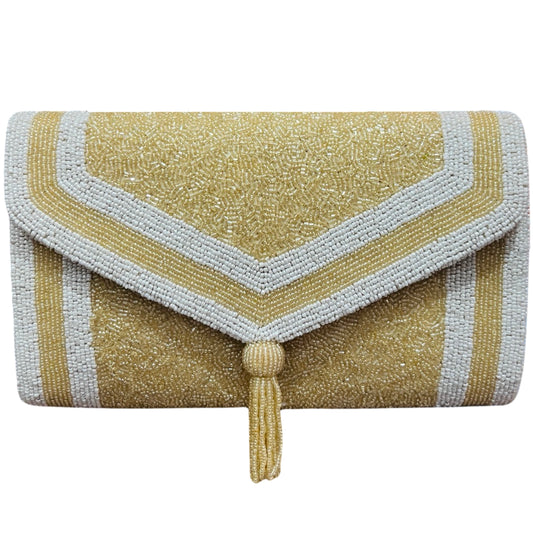 Champagne Beige Tassel Envelope Clutch