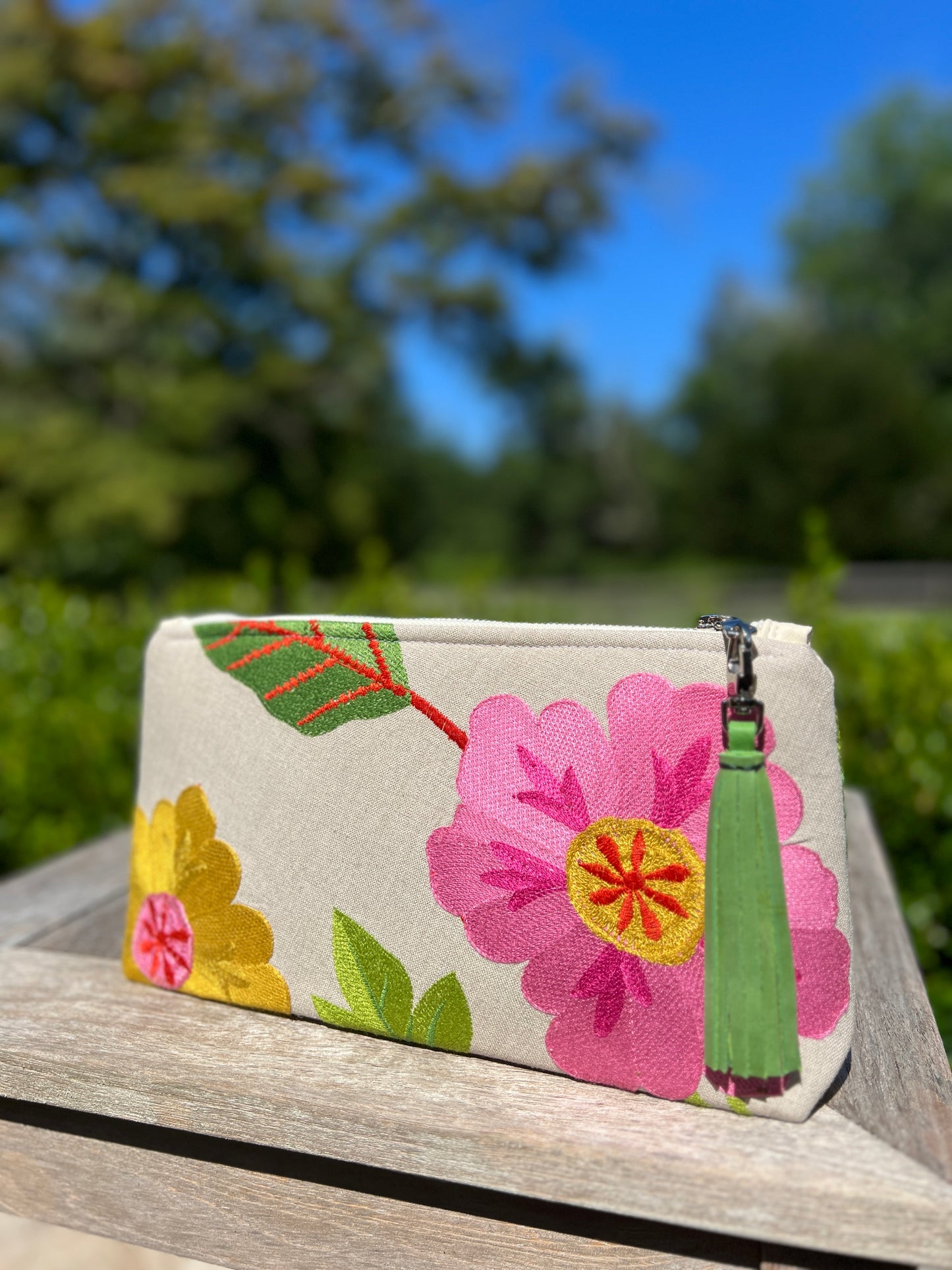 Embroidered Floral Clutch