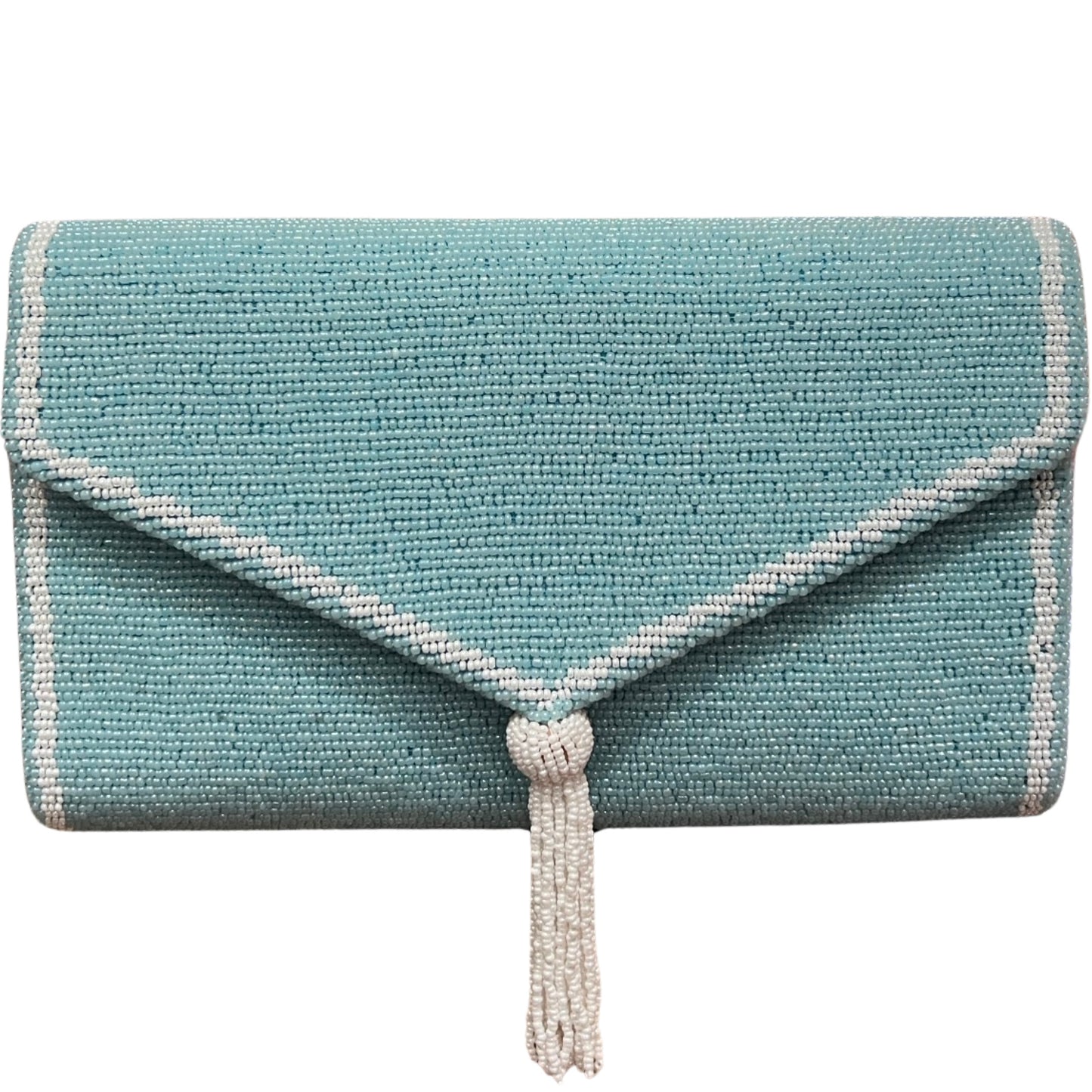 Teal Tassel Envelope Clutch