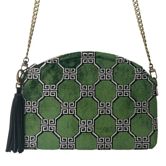 Emerald Velvet Geometric Purse