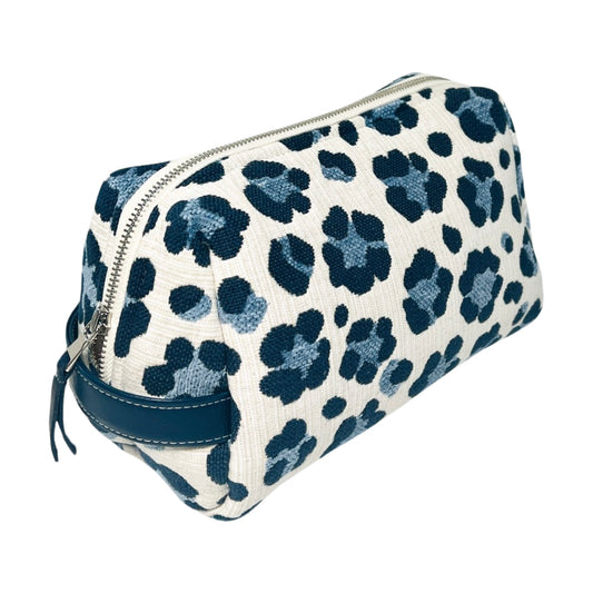 Trixie Leopard Toiletry Bag in Navy