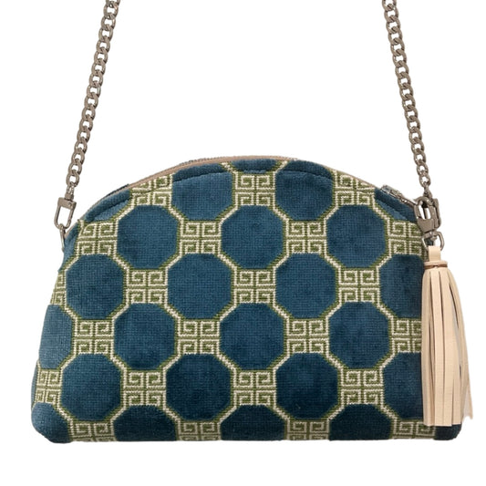 Peacock Velvet Geometric Purse