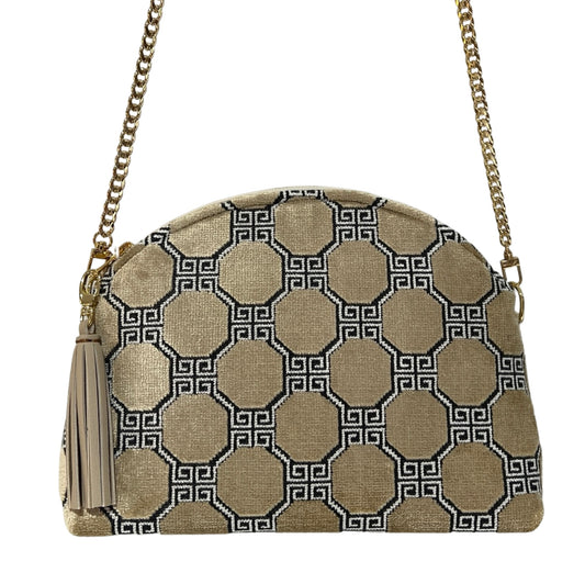 Taupe Velvet Geometric Purse