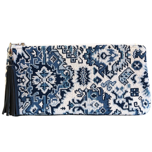 Blue Porcelain Needlepoint Clutch