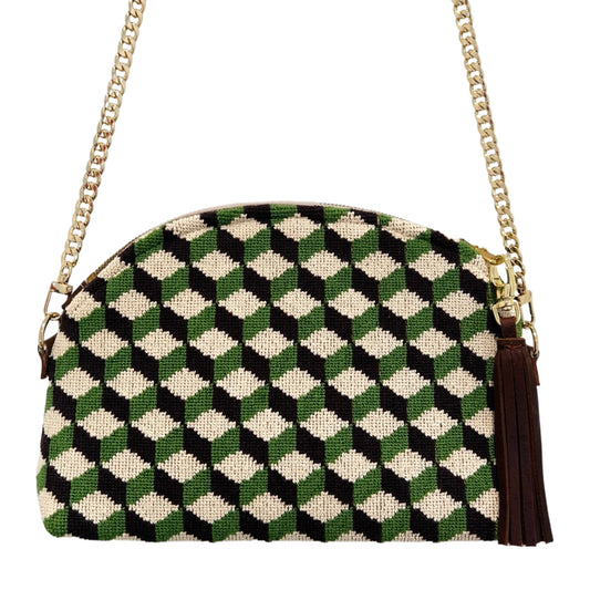 Green Cube Needlepoint Purse