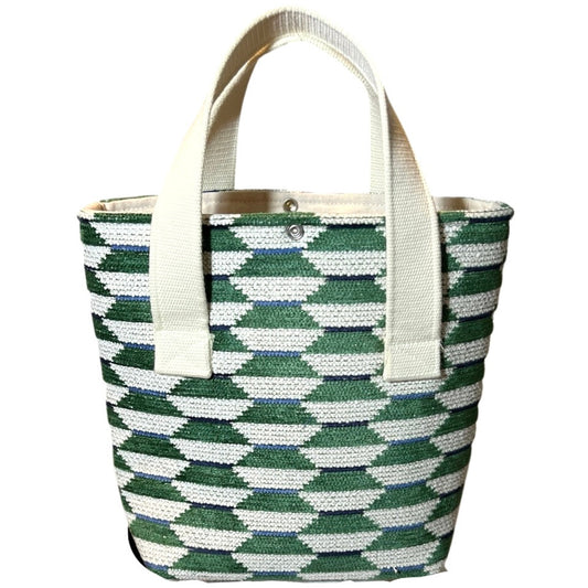 Kelly Green Geometric Wine Tote (Double Bottle)