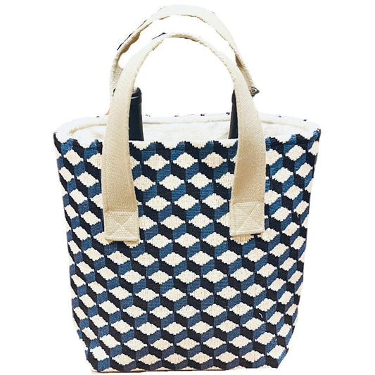 Cobalt Cubed Needlepoint Wine Tote (Double Bottle)