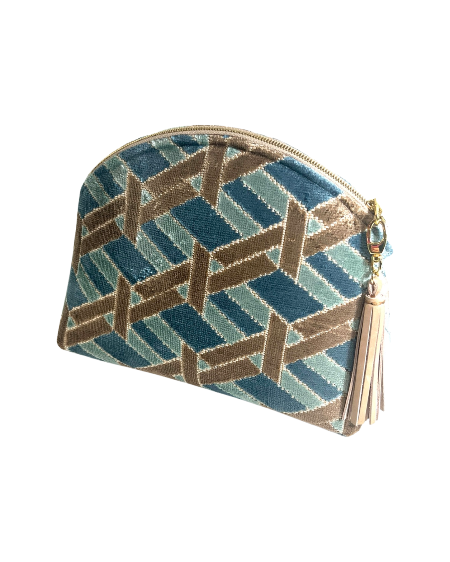 Teal and Brown Velvet Performance Pouch