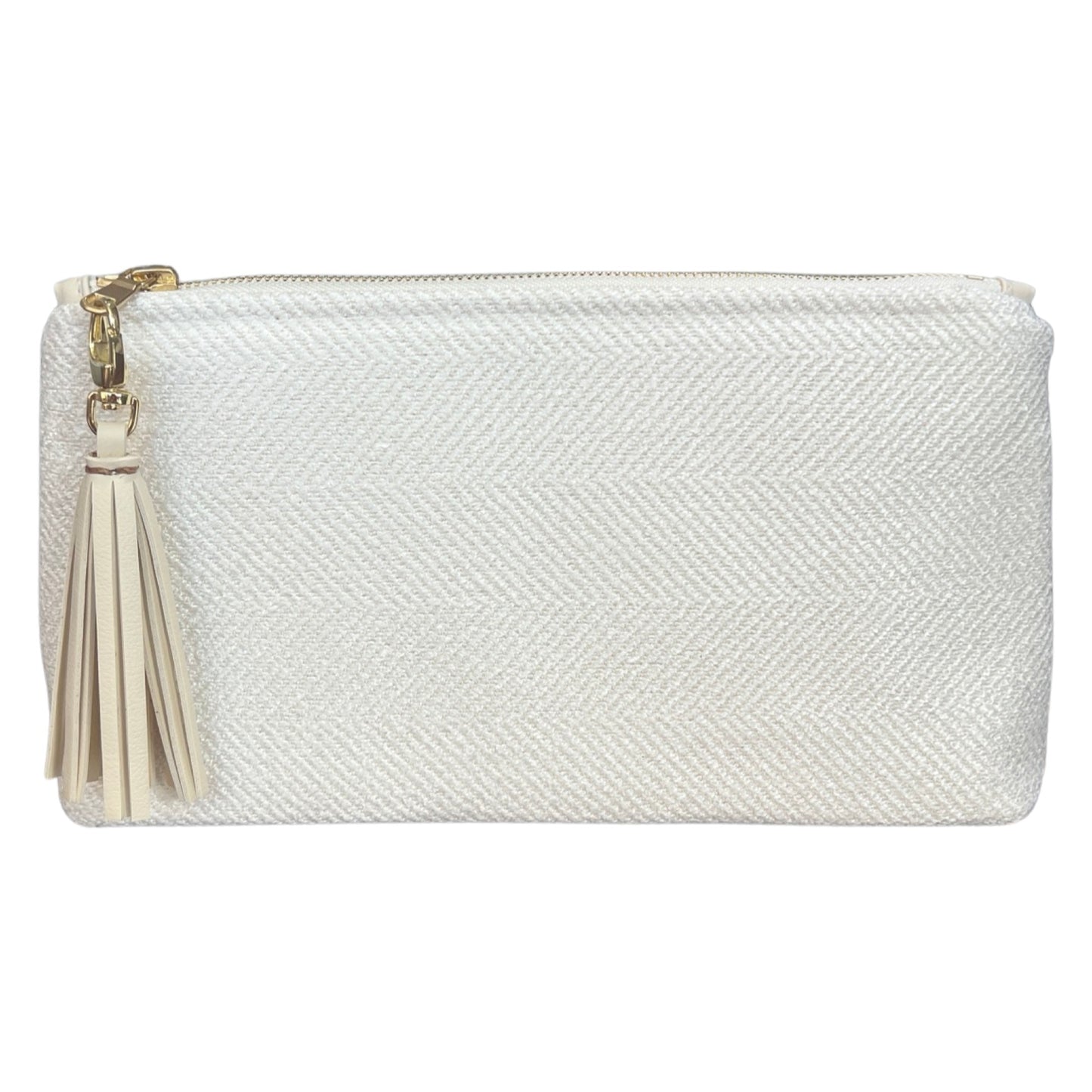 White Tweed Textured Clutch