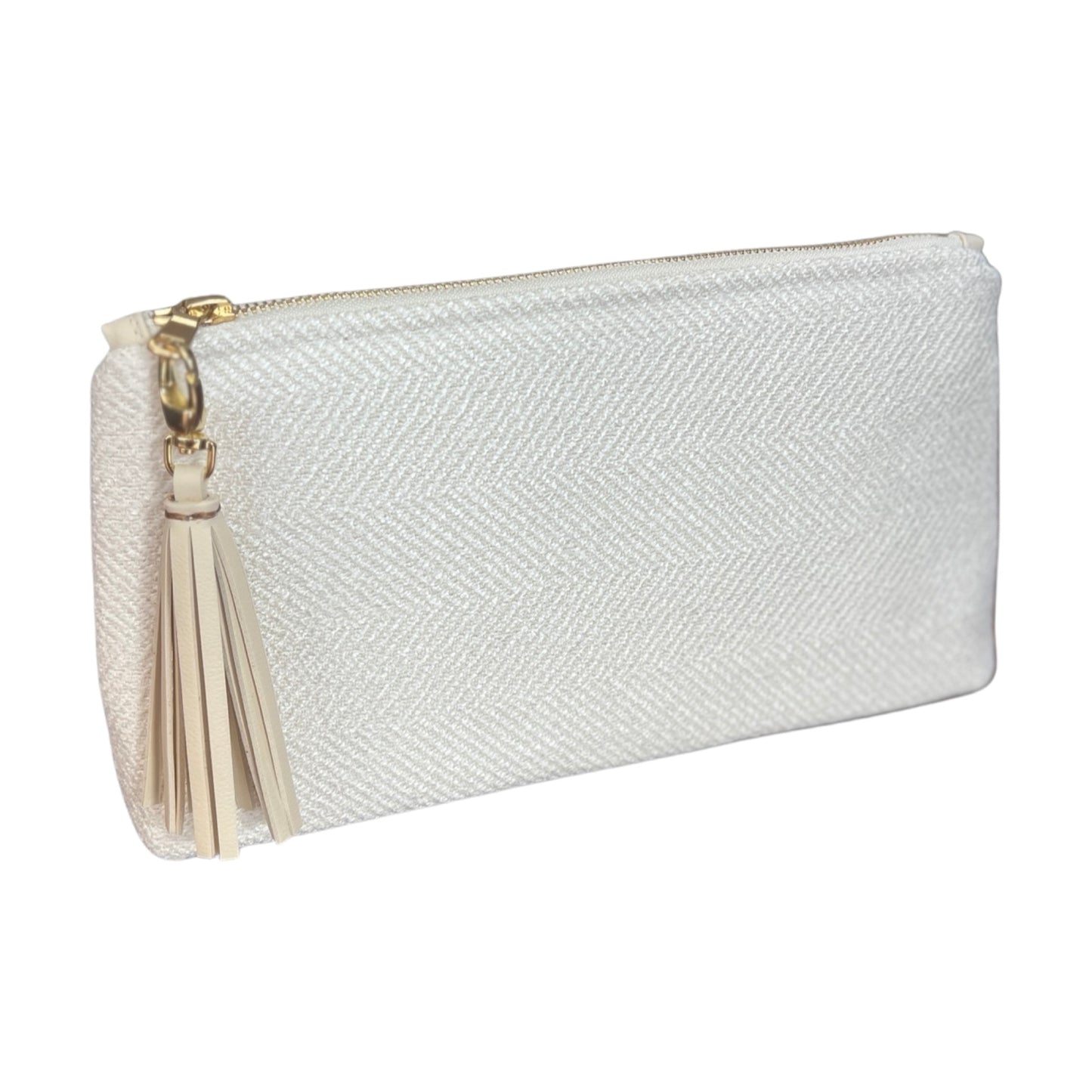 White Tweed Textured Clutch