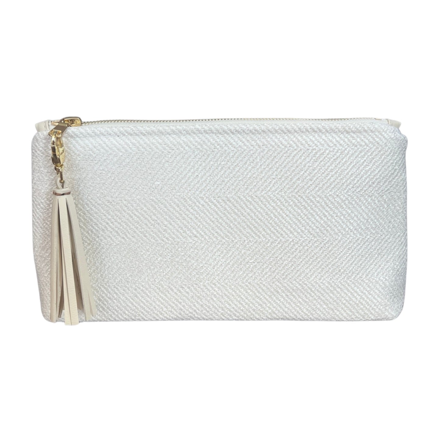 White Tweed Textured Clutch