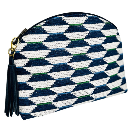 Navy Geometric Performance Pouch