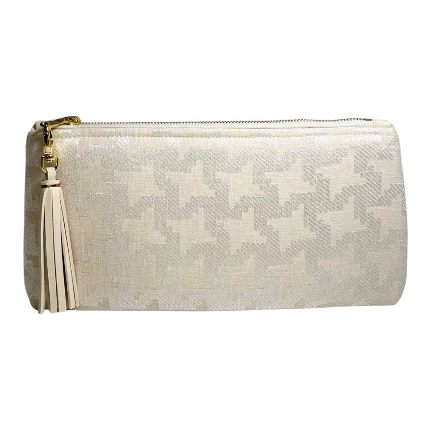 Cream Geometric Clutch