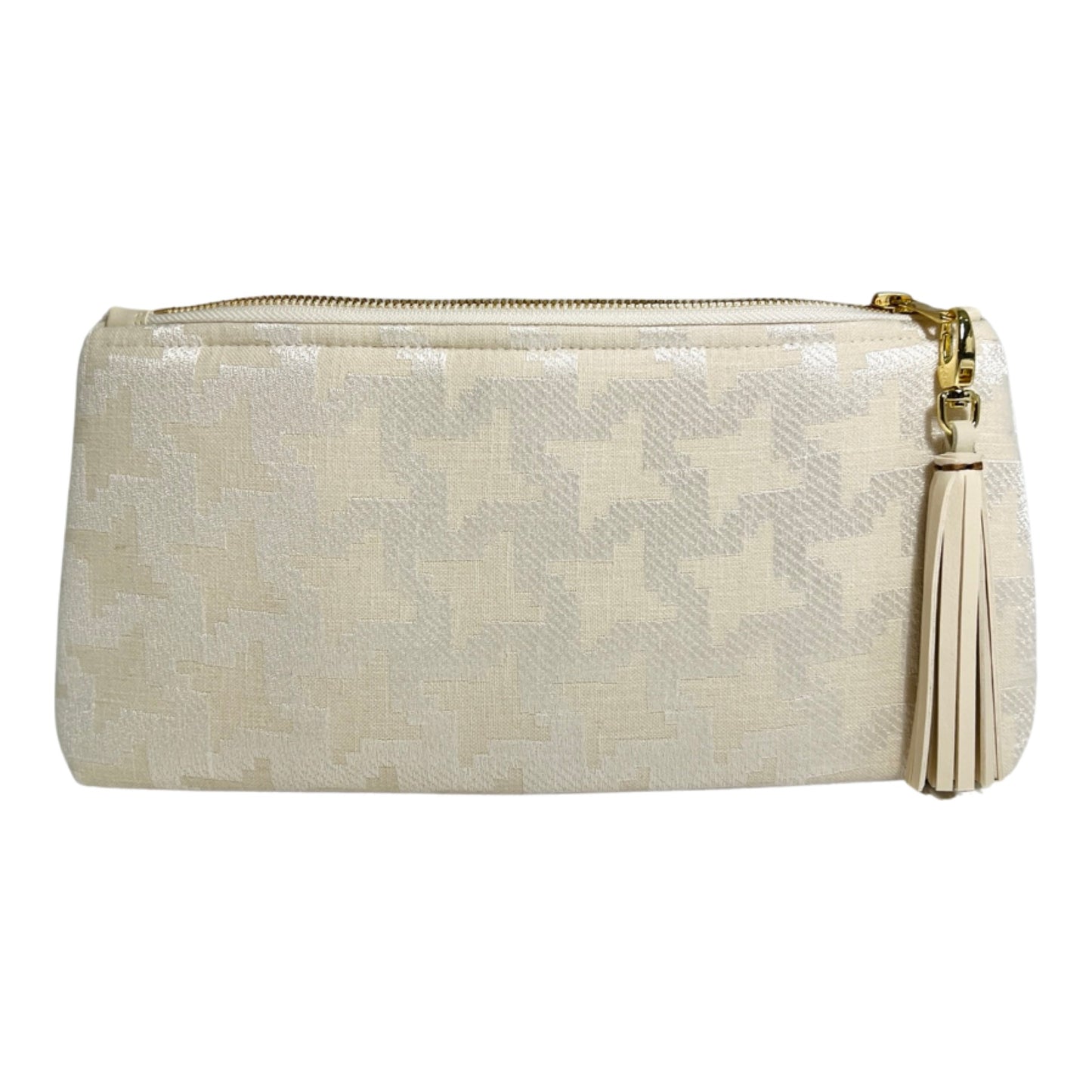 Cream Geometric Clutch