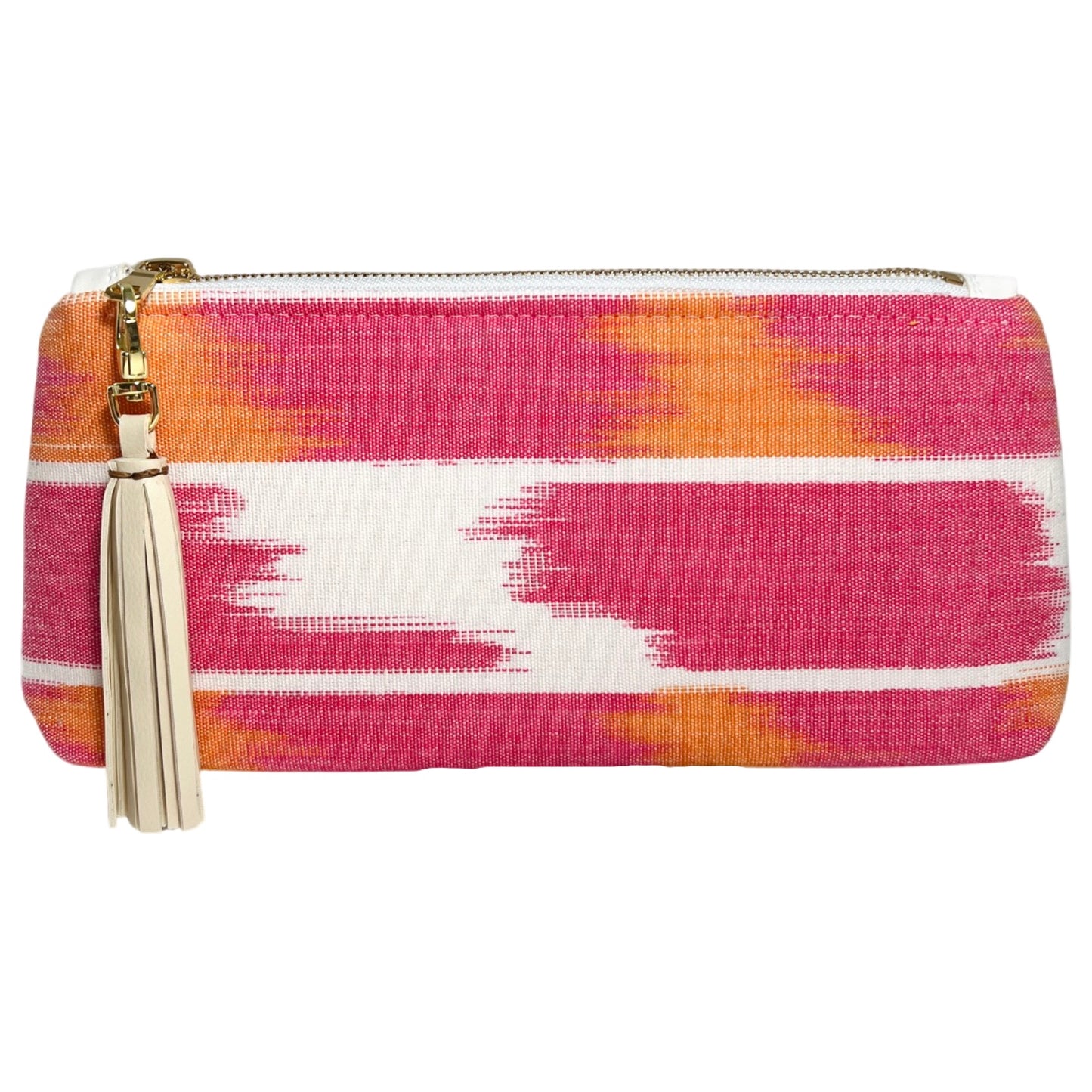 Pink Ikat Stripe Clutch