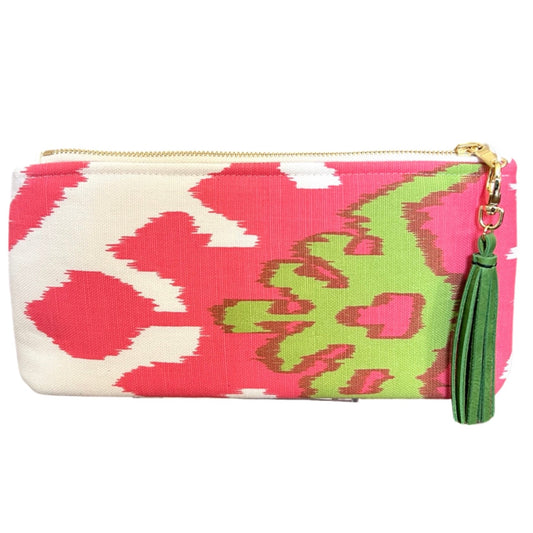 Pink/Green Ikat Clutch