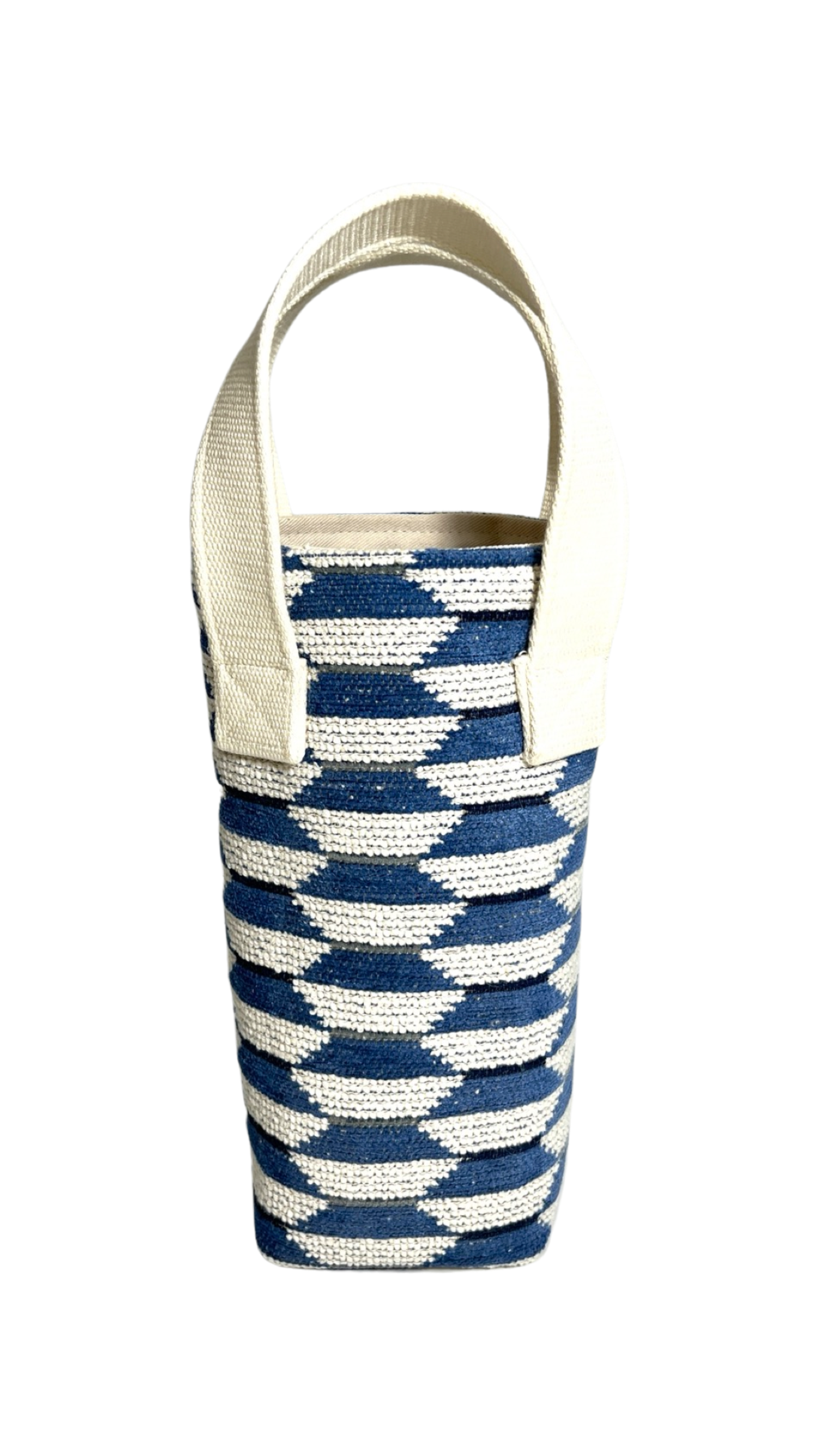 Blue Geometric Wine Tote (Single Bottle)