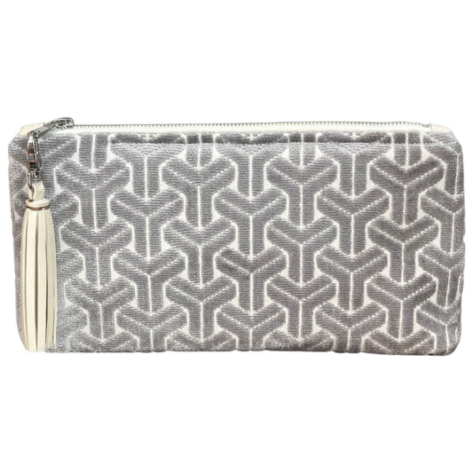 Silver Geometric Cut Velvet Clutch